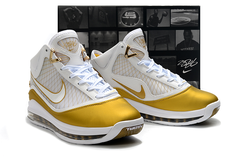 Nike LeBron 7 White Gold Shoes